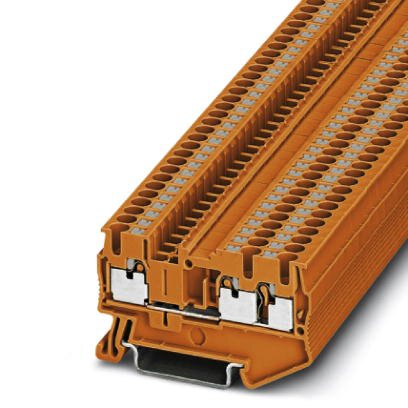 Phoenix Contact Multi-Conductor Terminal Block; PT 2.5-TWIN OG ; 20A; 600V; 1-Level; #26 - #12; Push-In Connection; Orange